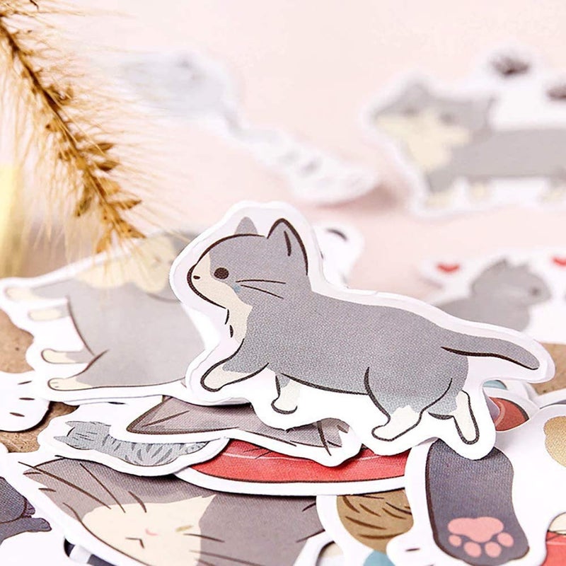 Doraking Small Size Laptop Stickers Decals, 45pcs Doraking Boxed DIY Decoration Super Cute Cats Stickers for Laptop, Planners, Scrapbook, Suitcase, Diary, Notebooks, Album (Cats Diary) - Image 2